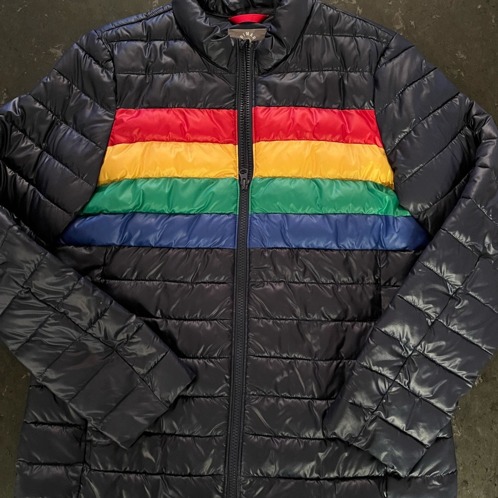 Women’s Primary Multicolor Striped Puffer Jacket